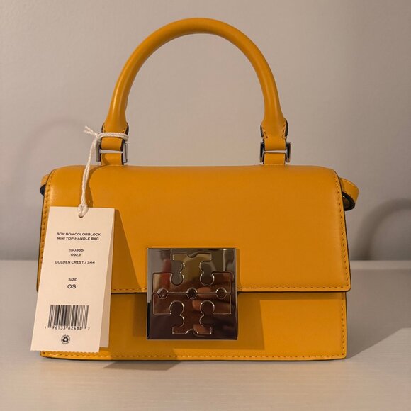 Tory Burch Bon Bon Color Block Mini Top Handle Bag- Yellow - Picture 4 of 8